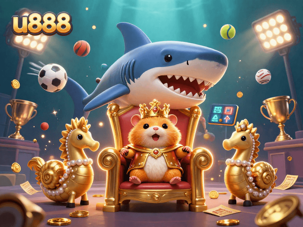 Experience thrilling moments with u888, featuring a fierce hamster king amid dazzling sports elements.