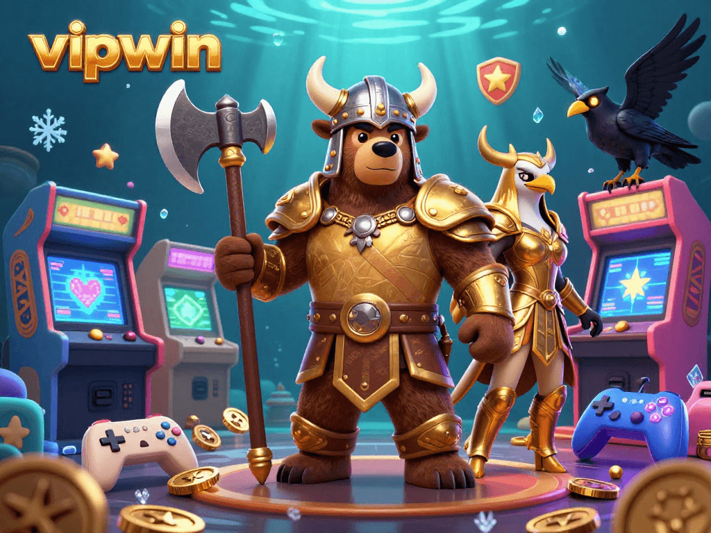 Experience thrilling gameplay at vipwin with vibrant 3D casino elements, dynamic characters, and a captivating atmosphere.