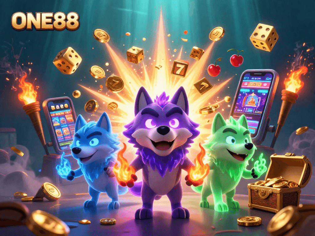 Play exciting games on ONE88 with glowing symbols and dynamic slot machines.