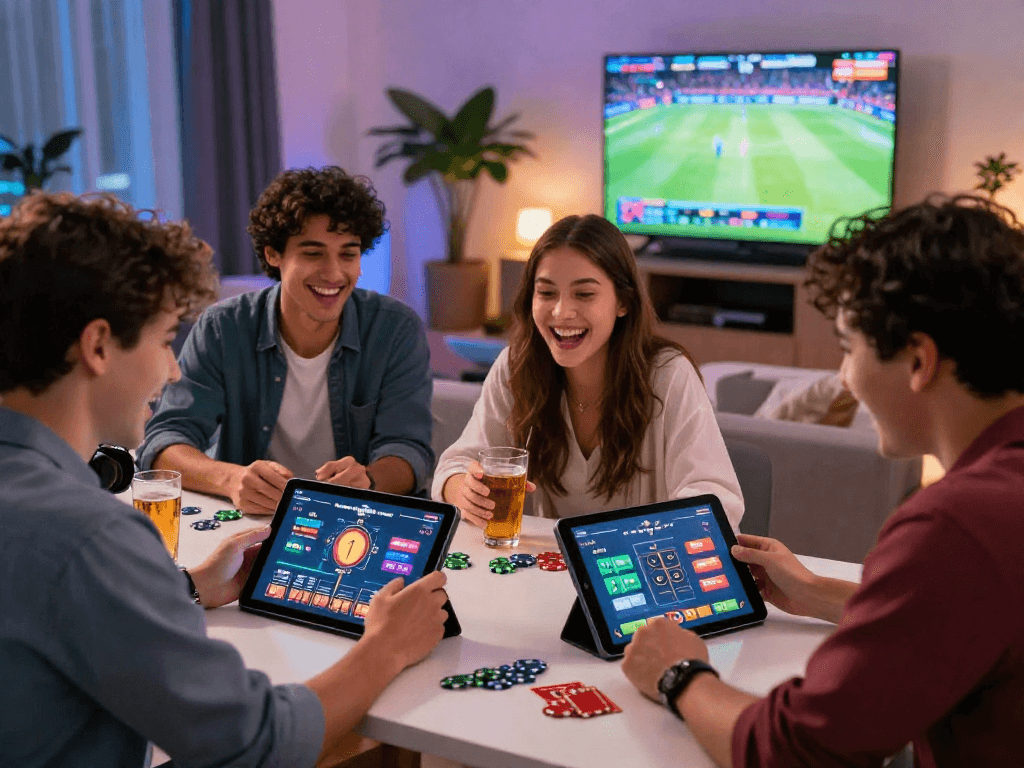 Exciting online betting experience at http://oxbet-app.com with friends enjoying a lively gaming session.