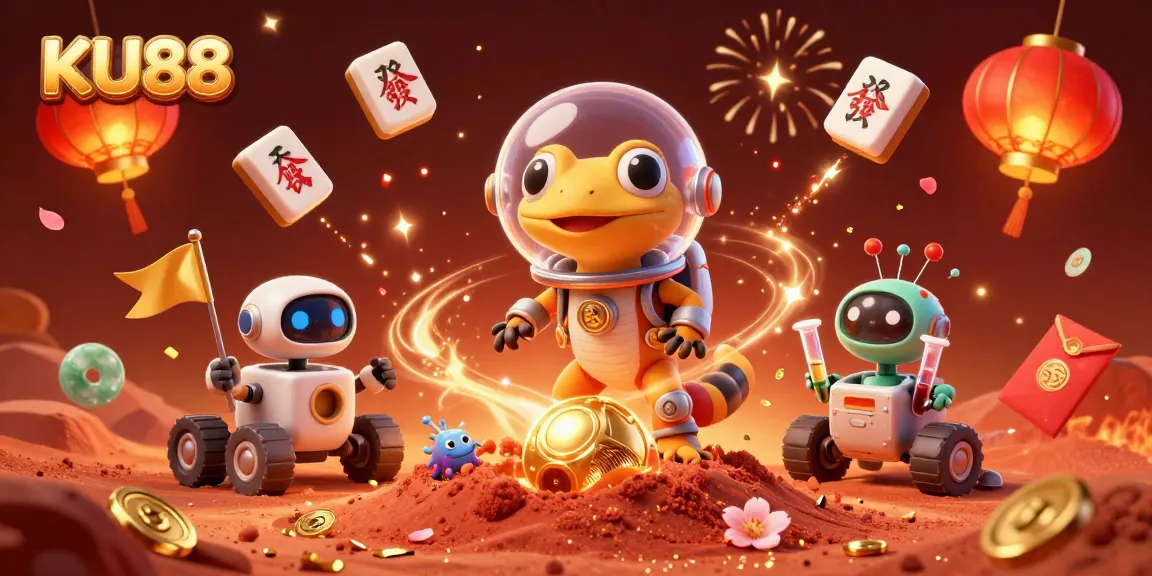 Join the KU88 gaming excitement with a Martian gecko discovering a vibrant casino!