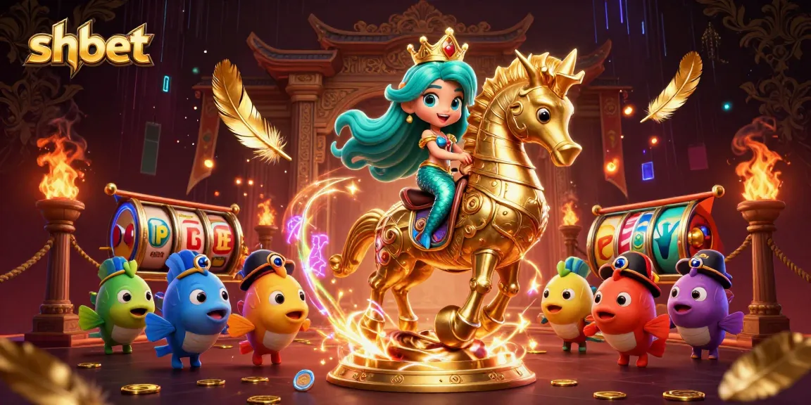 Experience shbet with a vibrant 3D illustration featuring a fantasy casino adventure.