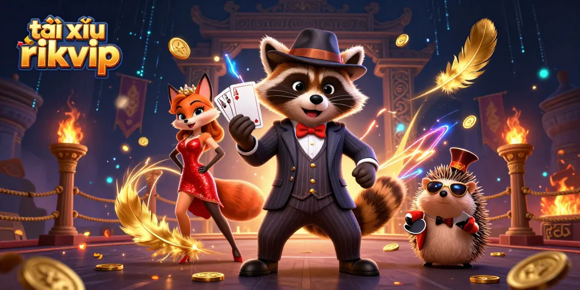 Tài xỉu rikvip players strategizing with a royal flush in a vibrant casino scene