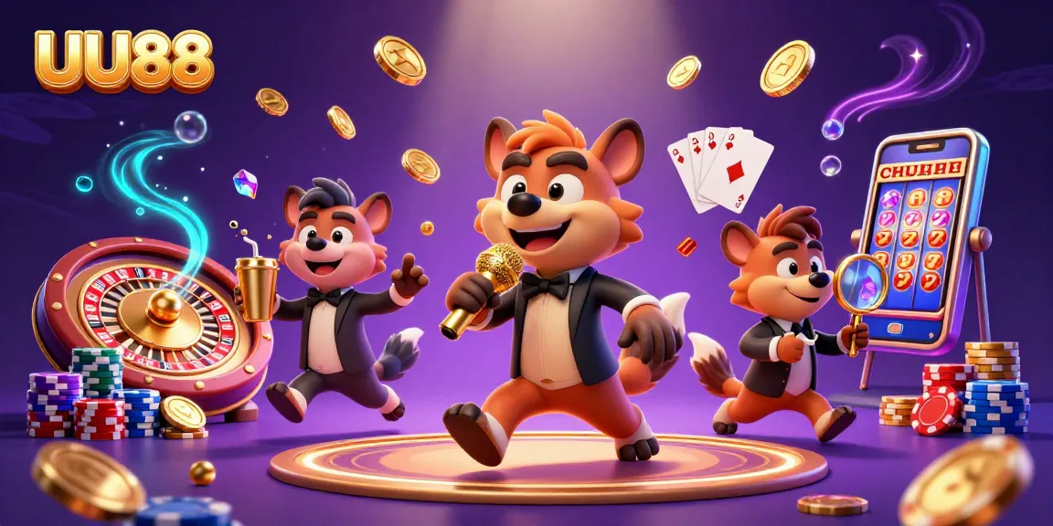 Experience the electrifying atmosphere at UU88 with lively hyenas in a bustling casino.