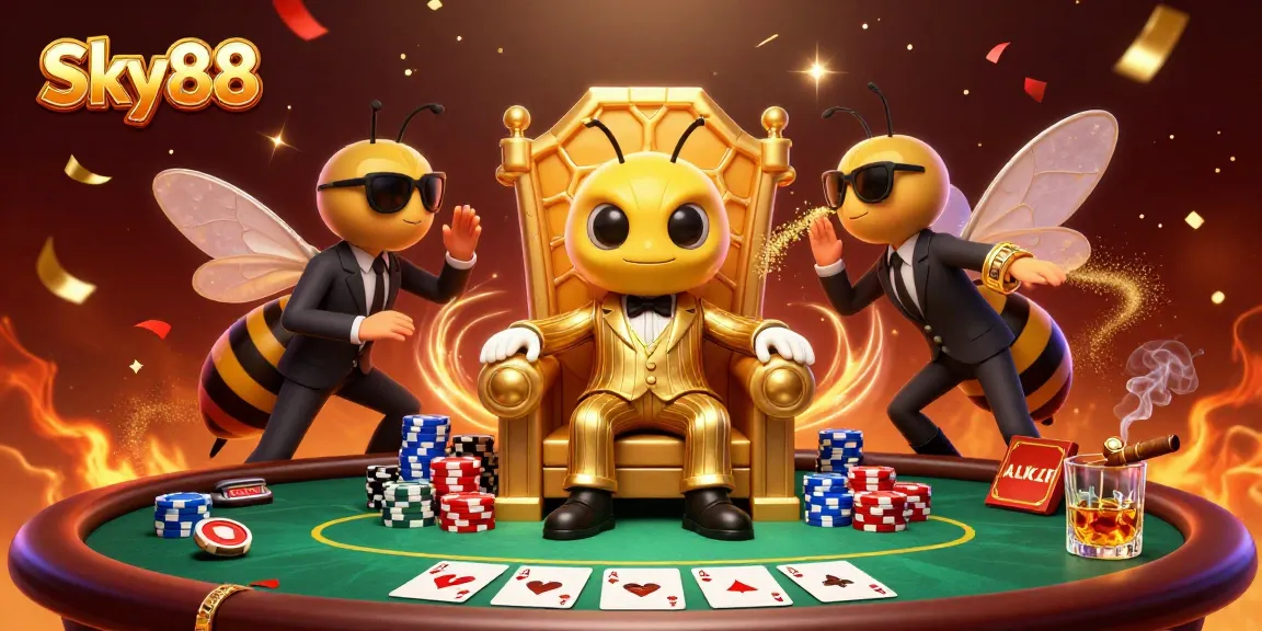 Engage with Sky88's thrilling casino experience featuring a high-energy bumblebee mob boss.