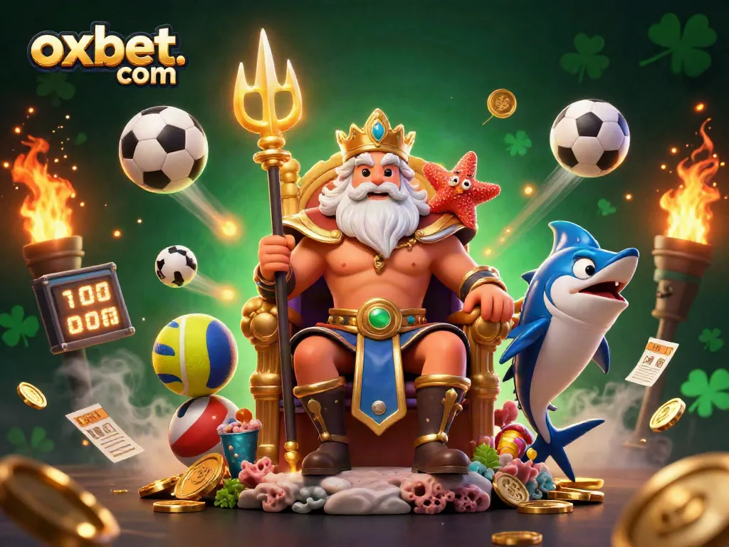 Engage with thrilling gaming at oxbet. com featuring vibrant illustrations of Neptune and dynamic casino elements.