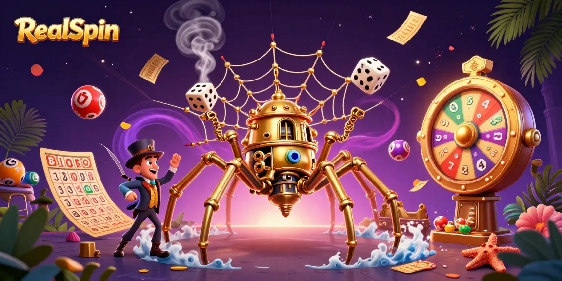 Beleef spannende momenten bij RealSpin met een gouden spin en zijn gegrepen dobbelstenen in een dynamische casinowereld.