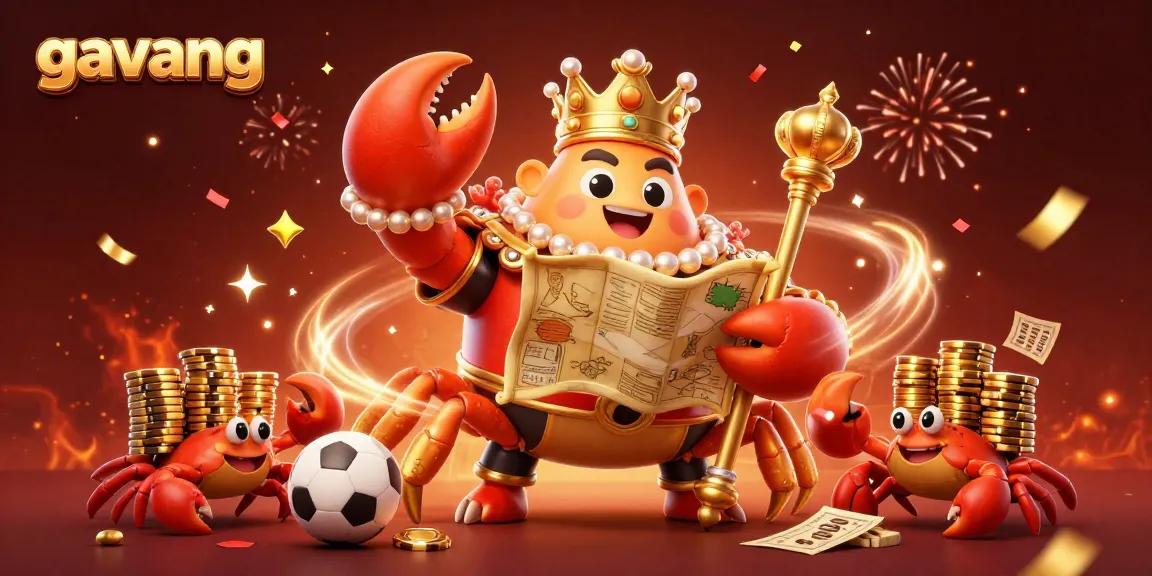 Experience the dynamic sports betting atmosphere with Gavang's golden crab emperor, vivid confetti, and engaging game elements.