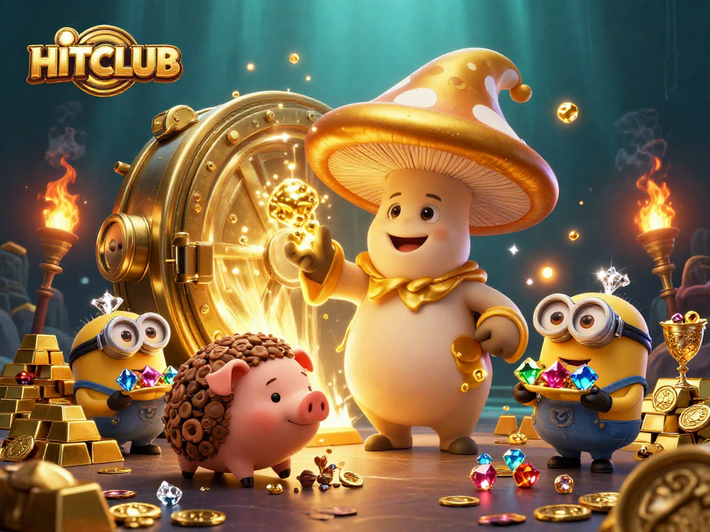 Explore HITCLUB's treasure-filled casino scene bursting with magic and gold.