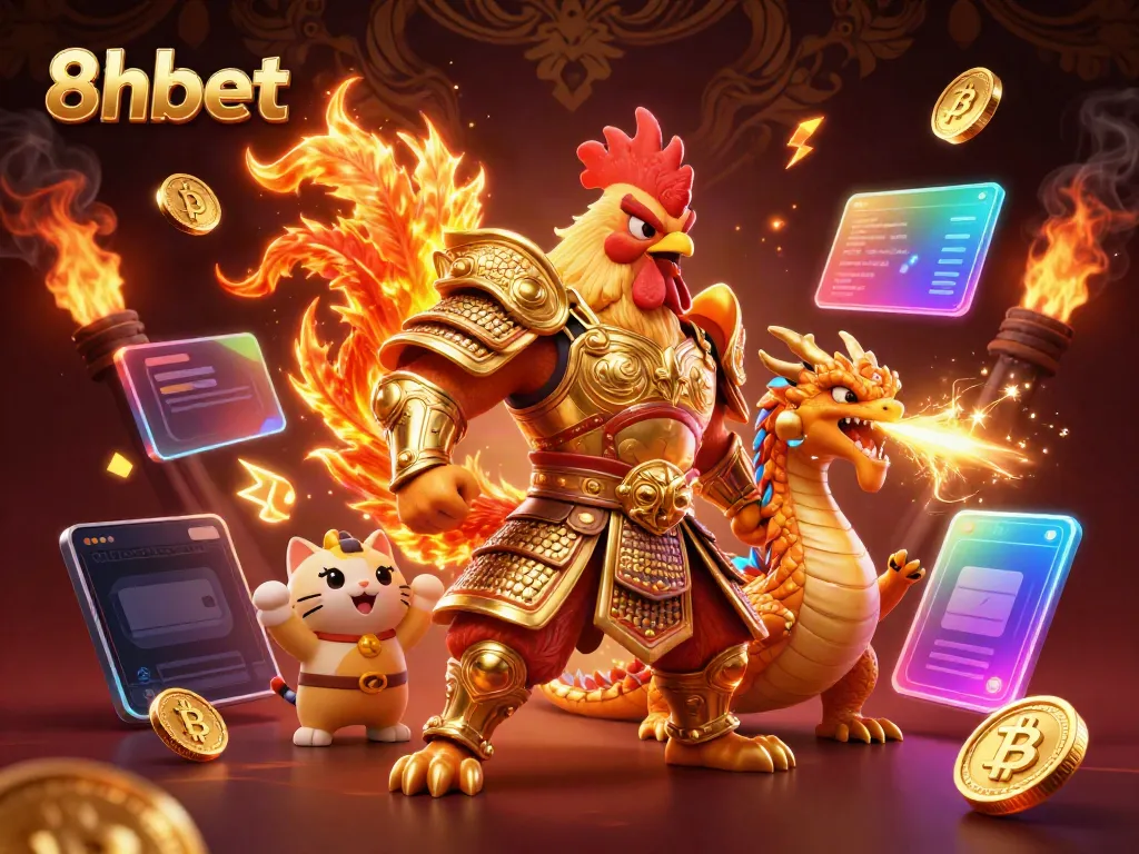 Experience the thrill of 8xbet with dynamic characters and crypto elements in a vibrant casino atmosphere.