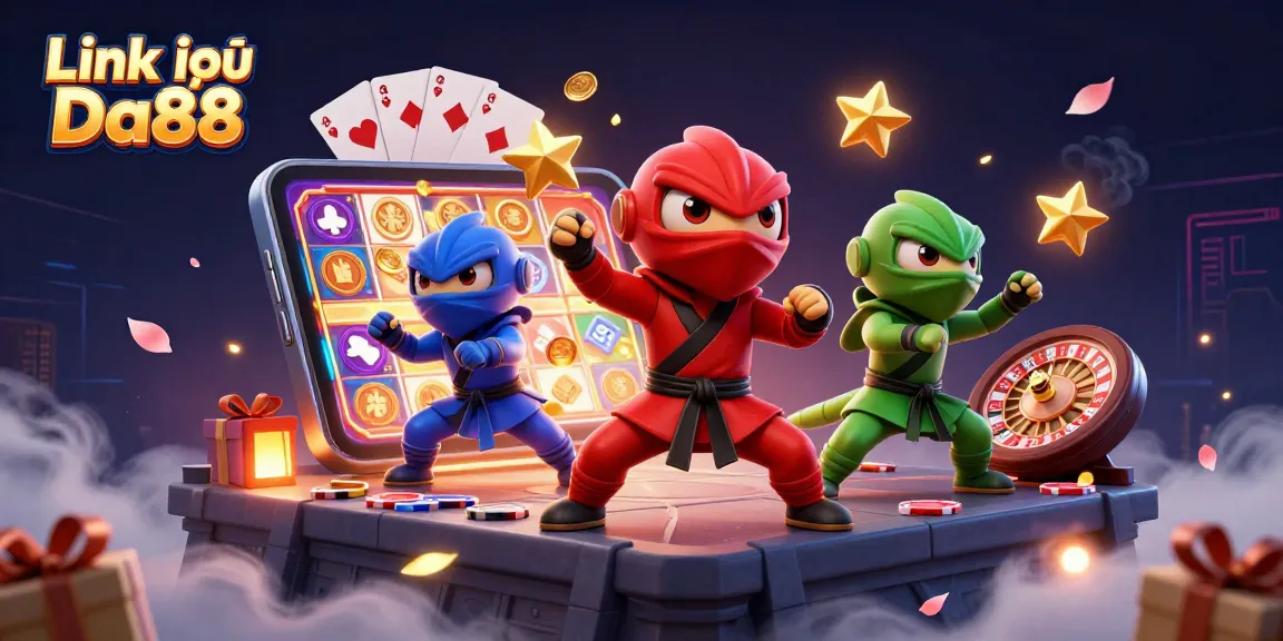 Experience the excitement of Link vào Da88 with ninja chameleons amidst vibrant gambling elements.