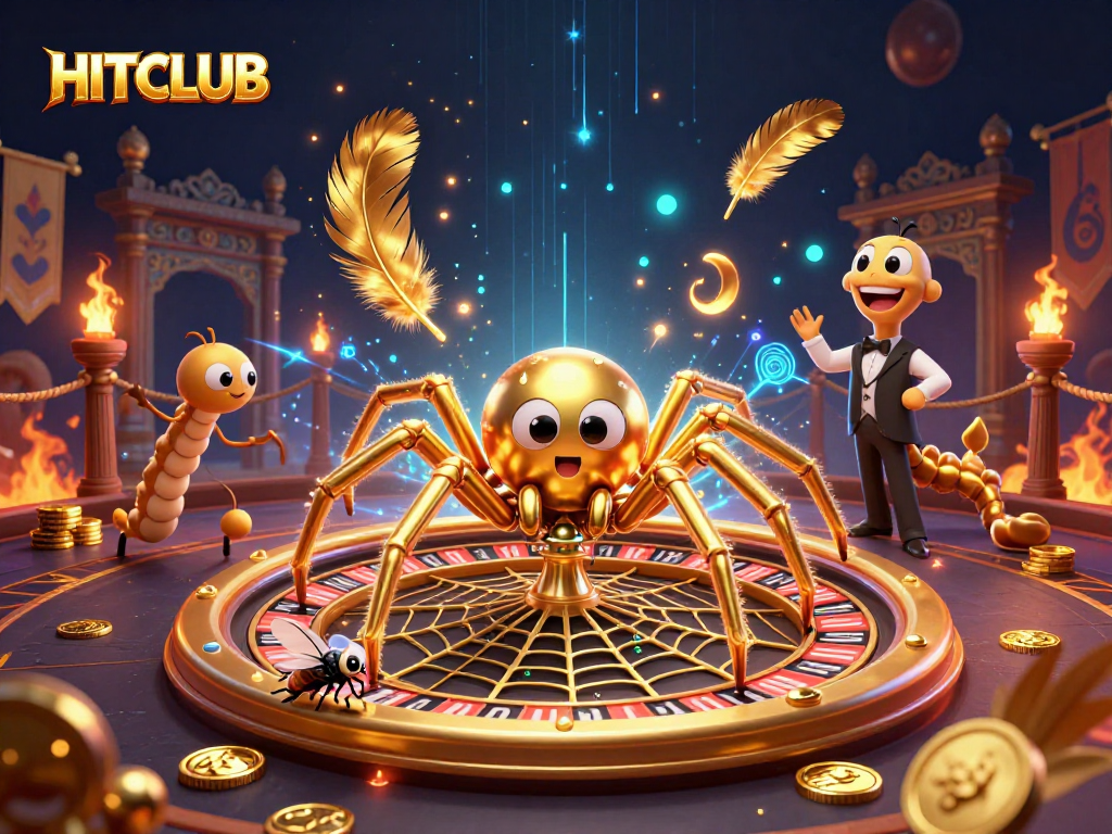 Engage with HITCLUB's thrilling roulette wheel experience amidst vibrant casino elements.
