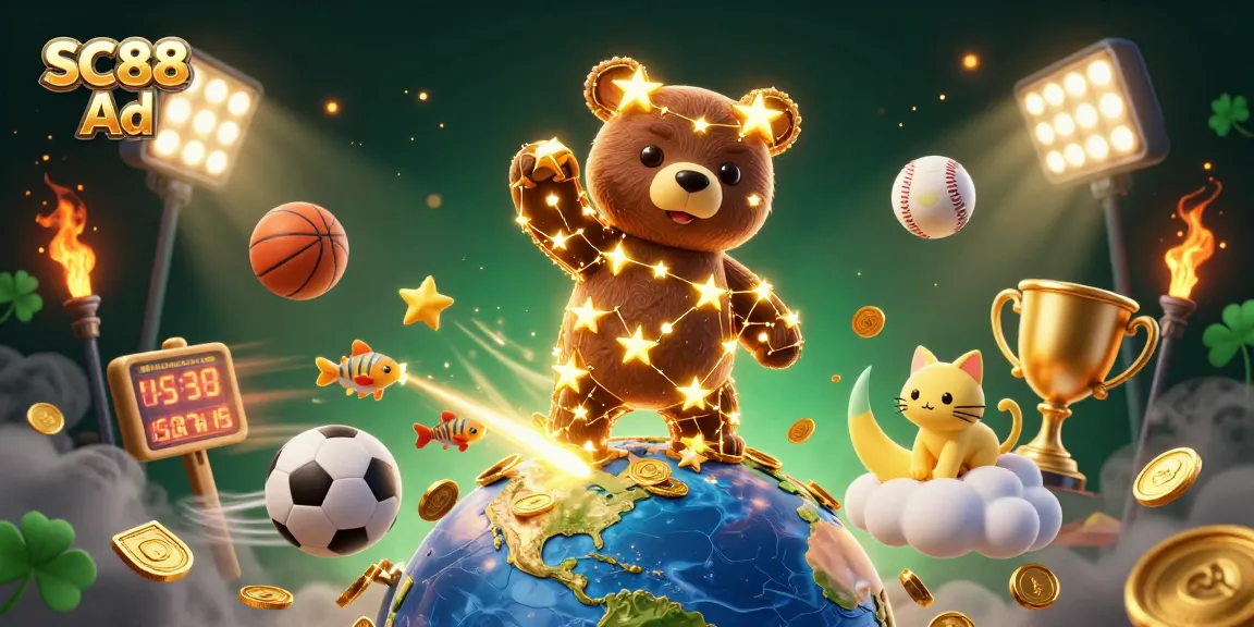 Experience thrilling wins with SC88 Ad in this vibrant 3D casino illustration.