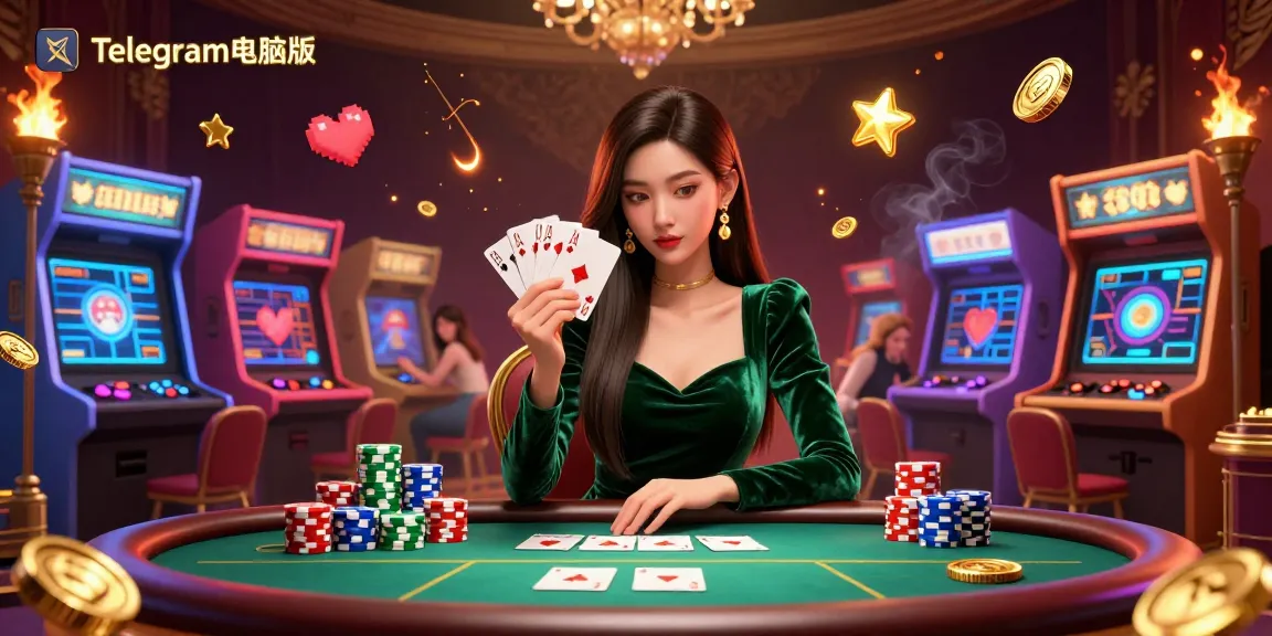 在一个引人入胜的扑克桌上体验激动人心的游戏玩法，使用Telegram电脑版，展现生动的3D元素。