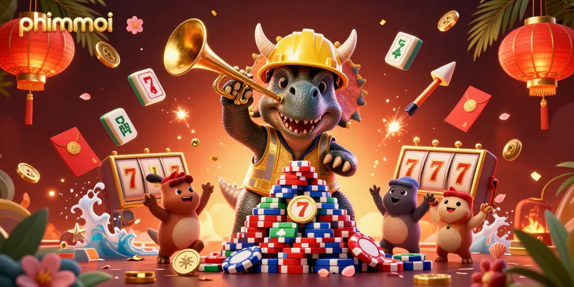 Engage with phimmoi’s dynamic casino scene featuring poker chip building triceratops and festive elements.