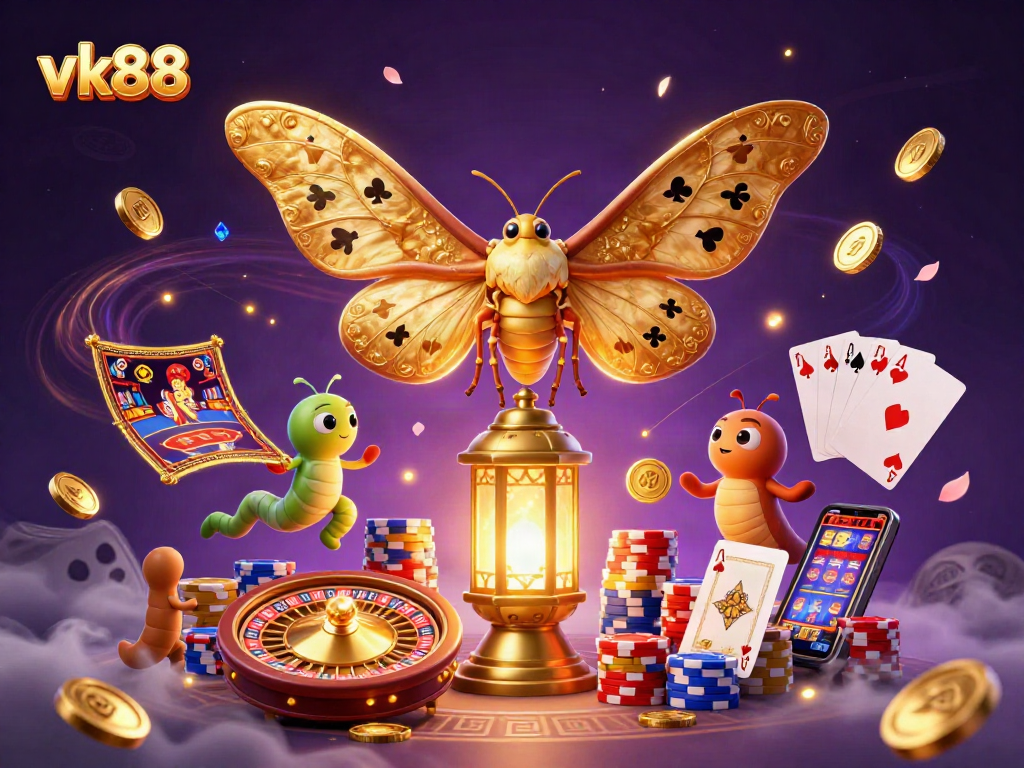 Engage with vk88's vibrant casino world filled with golden treasures and lively gaming action.
