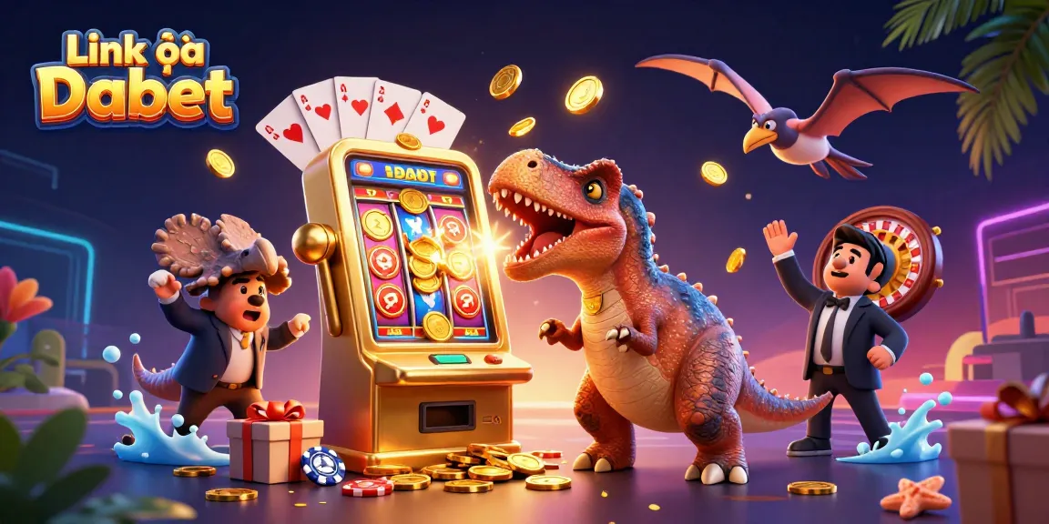 Hit the jackpot with Link vào Dabet and catch flying coins in this vibrant casino scene.