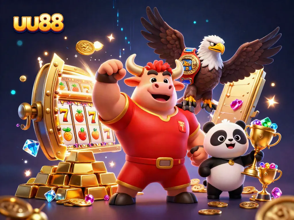 Engage in thrilling gameplay at uu88 with vibrant casino characters, slots, and treasure!