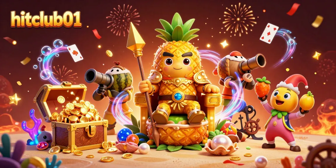 Engage in thrilling gaming at hitclub01 with an exciting 3D casino scene featuring vibrant characters, treasure, and dynamic action.