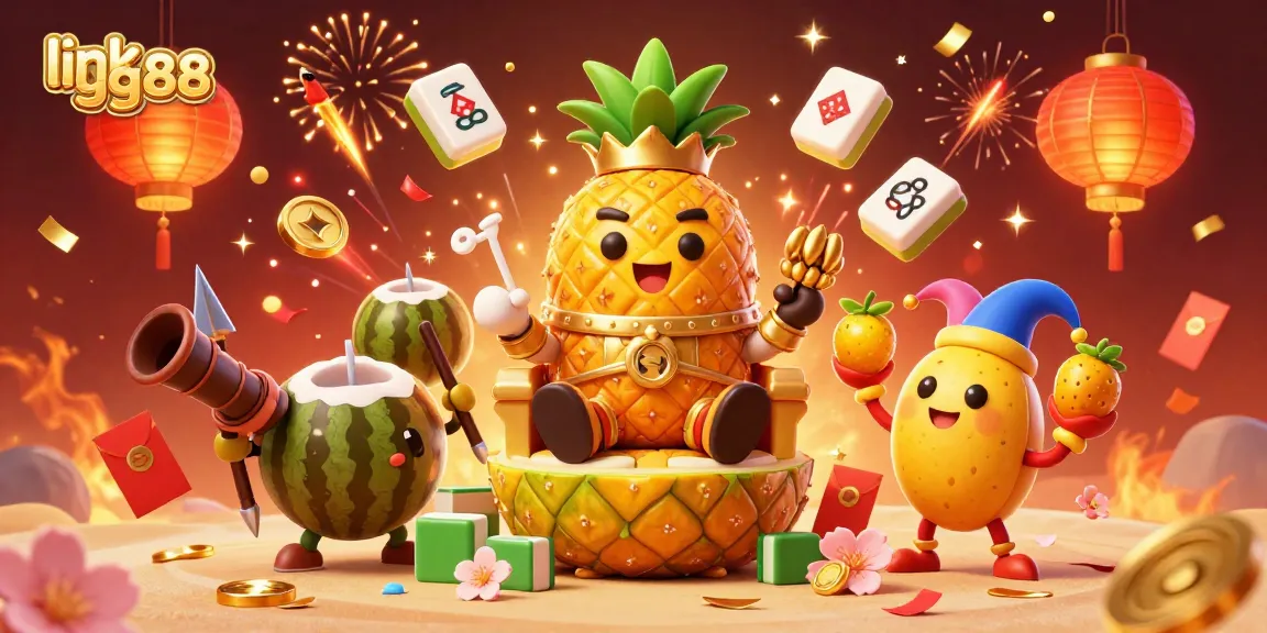 Experience the vibrant gaming action at link gg88 with a golden pineapple king, magical elements, and dynamic energies of the beach casino.