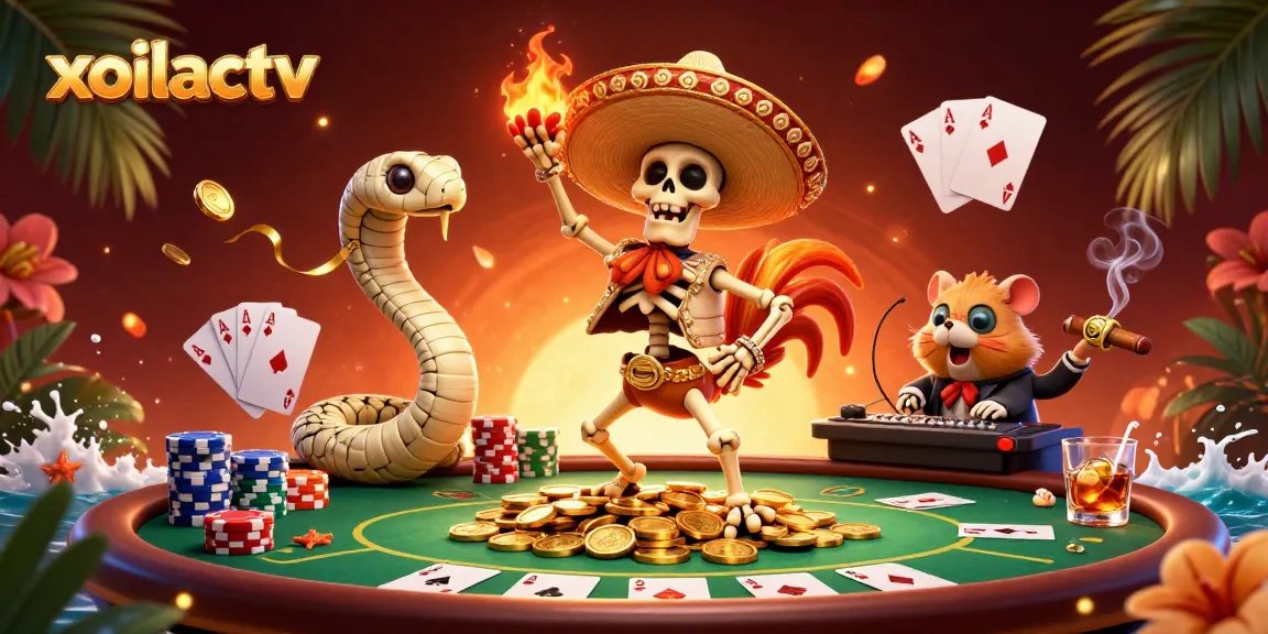 Experience thrilling betting action with xoilactv alongside vibrant characters and casino elements.