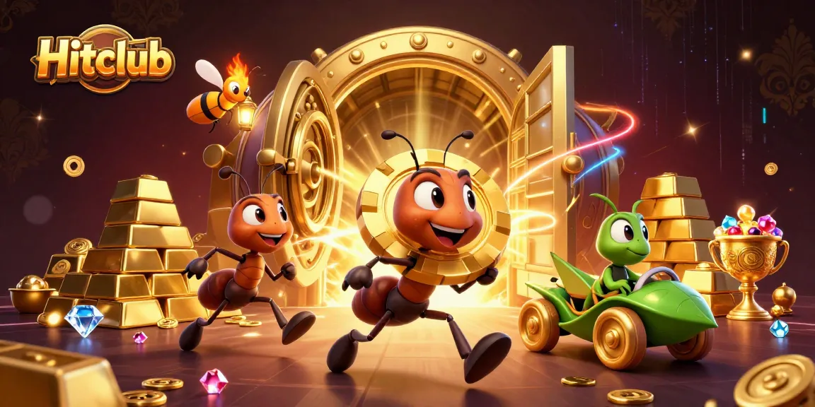 Join the action in Hitclub as ant criminals carry a massive golden poker chip through a treasure vault