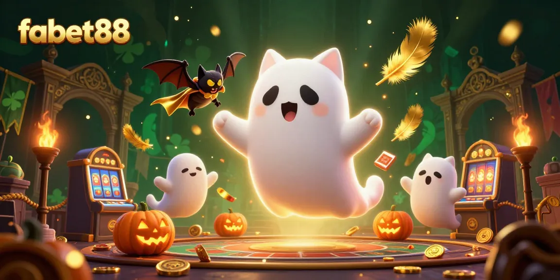 Experience thrilling play at fabet88 with a ghost cat and bat companion in a haunted casino