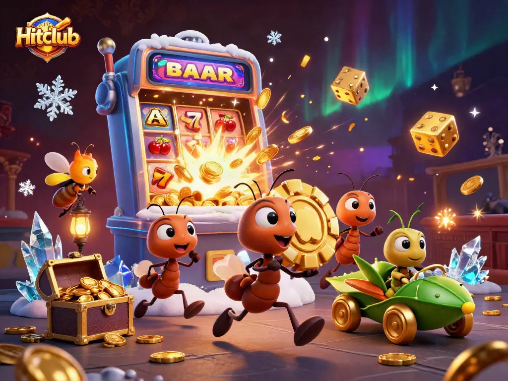 Hitclub showcases a dynamic heist scene with playful characters amid a vibrant casino atmosphere exploding with excitement.