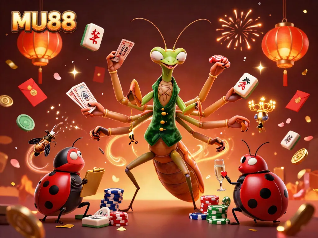 Experience thrilling casino action with MU88 in this vibrant 3D illustration full of excitement.