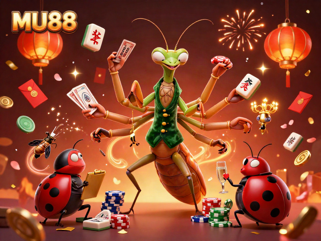 Experience thrilling casino action with MU88 in this vibrant 3D illustration full of excitement.