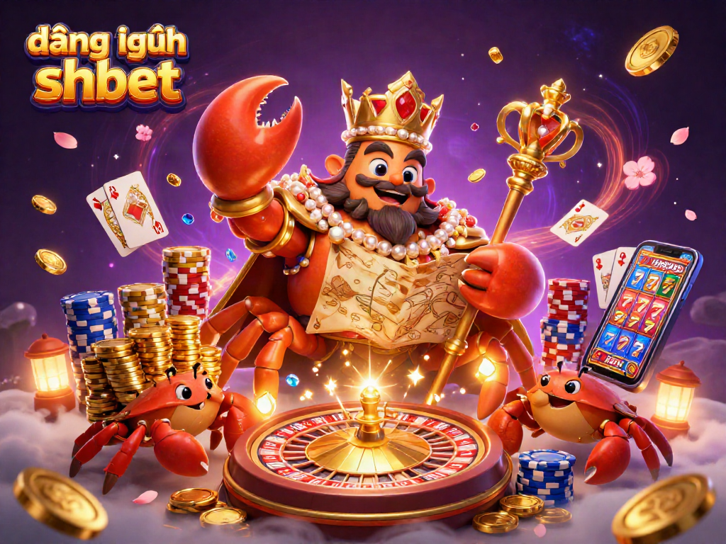 Engage in exciting opportunities at đăng nhập shbet with a vibrant casino scene featuring a golden crab emperor and treasures.