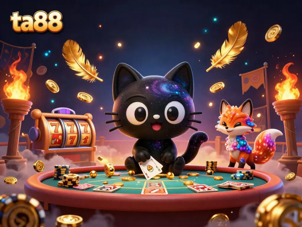 Experience ta88 excitement as a cosmic cat pulls in golden chips at a casino
