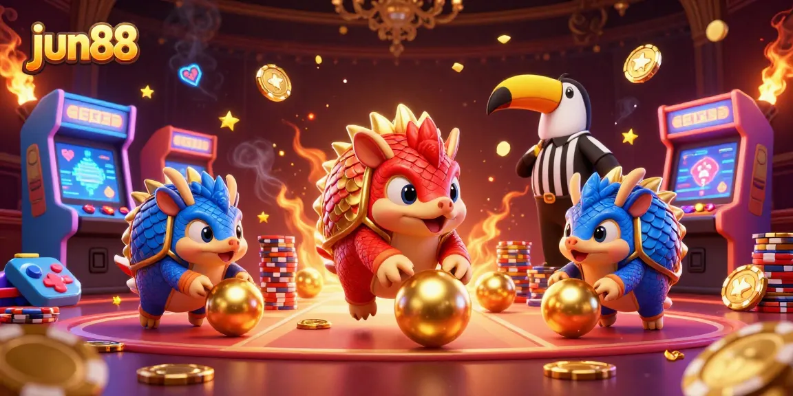 Experience exciting gameplay at jun88 with exciting pangolin characters and vibrant casino elements.