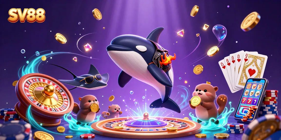 Spin and win with SV88 as a dynamic scene illustrates thrilling casino gaming elements.