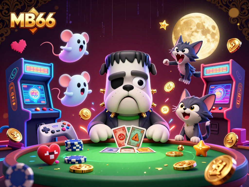 Experience thrilling card games at MB66 with vibrant characters and ghostly fun!