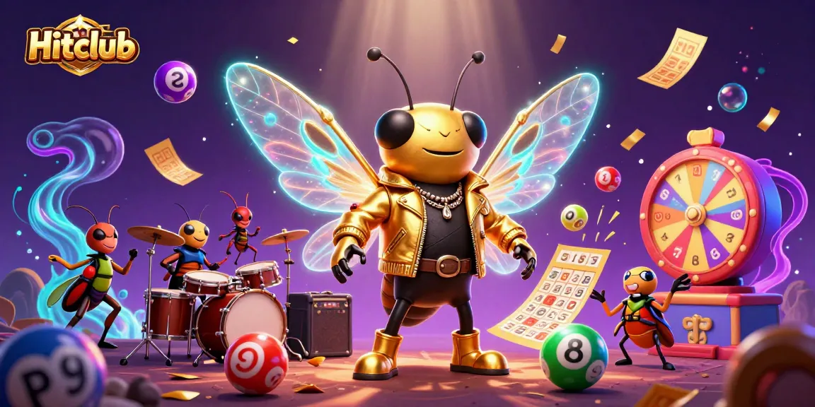 Experience thrilling gaming at Hitclub with vibrant lottery and casino elements in this dynamic illustration.