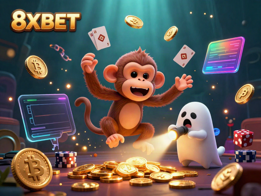 Engage with the exciting 8XBET casino experience featuring a lively haunted gambling scene.