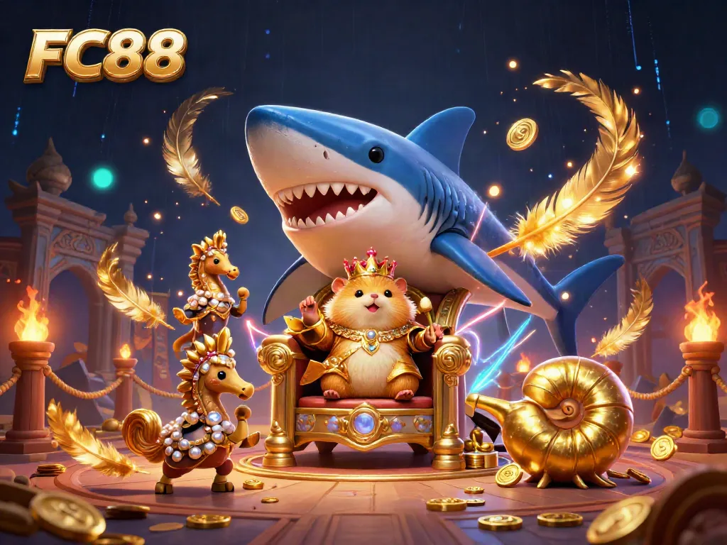 Experience thrilling gameplay at FC88 with dynamic visuals featuring a hamster king and his royal guards.