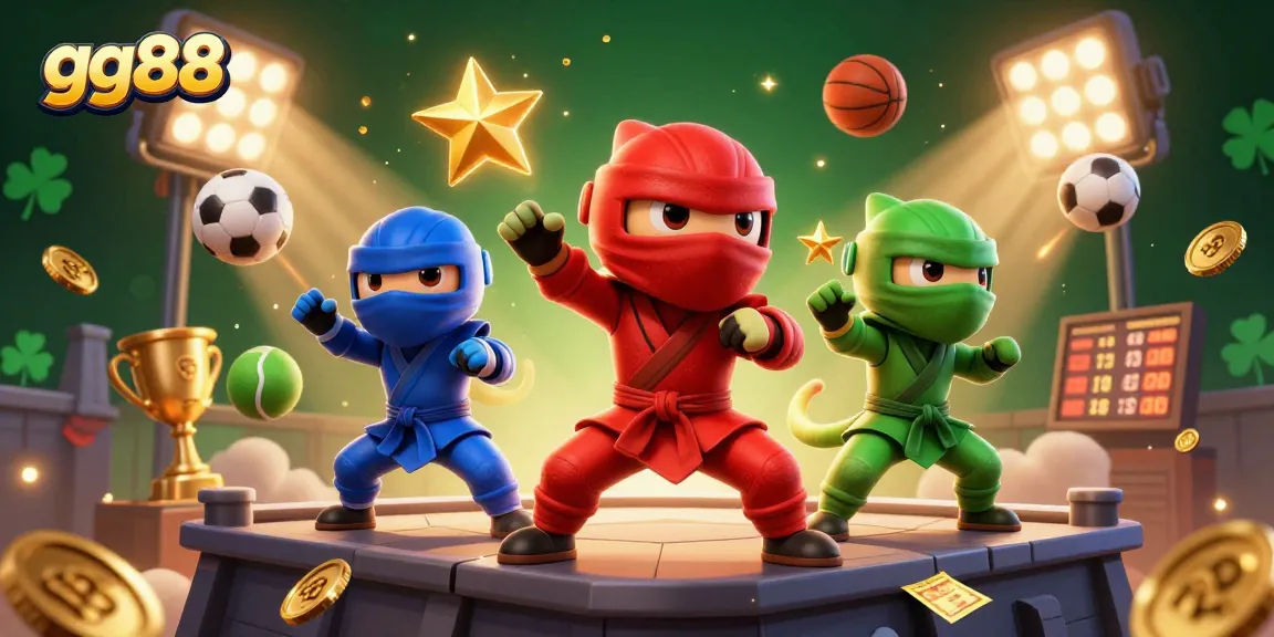 Experience thrilling gameplay with gg88 in this vibrant 3D casino illustration featuring dynamic ninja chameleons.