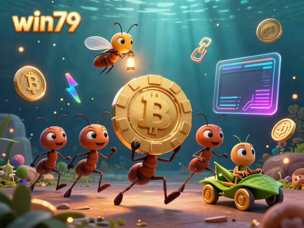 Experience exciting wins at win79 with 3D cartoon ants on a heist for a giant poker chip.