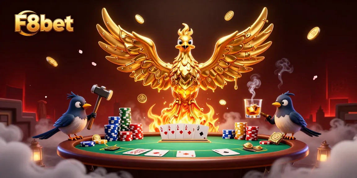 Experience thrilling poker moments with F8bet’s golden phoenix emerging from the forge of chance.