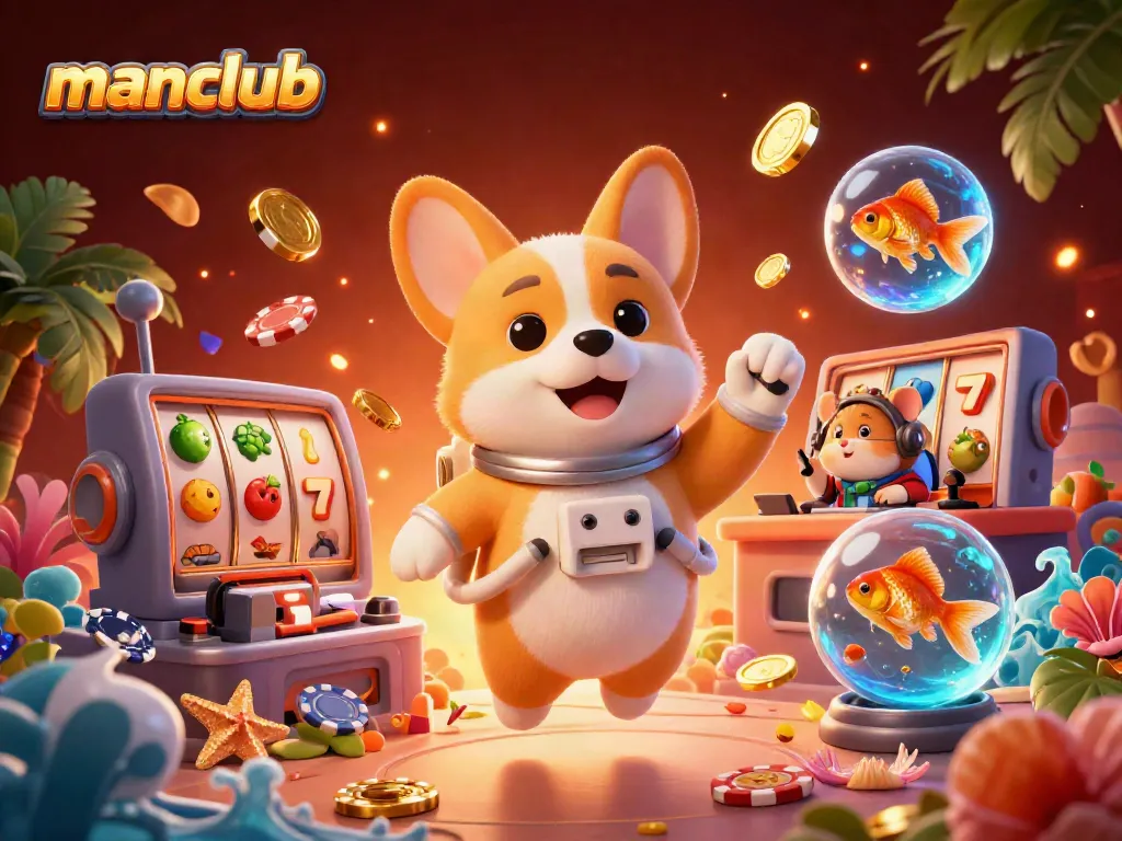 Engage with manclub's thrilling casino experience, featuring captivating floating slot reels.