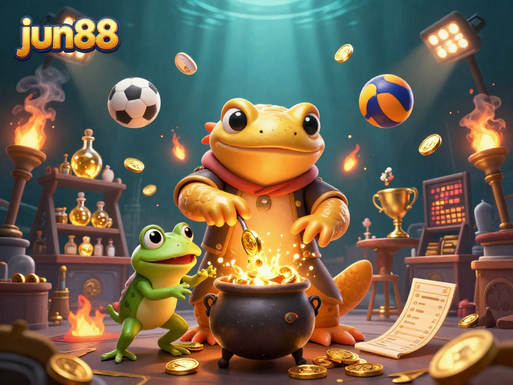 Experience the excitement of jun88 as the golden salamander alchemist reveals treasures amidst flying sports elements.
