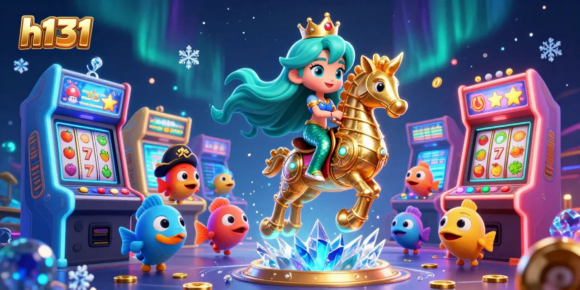 Join the adventure with h131 as the mermaid princess and seahorse dive into a colorful casino scene.