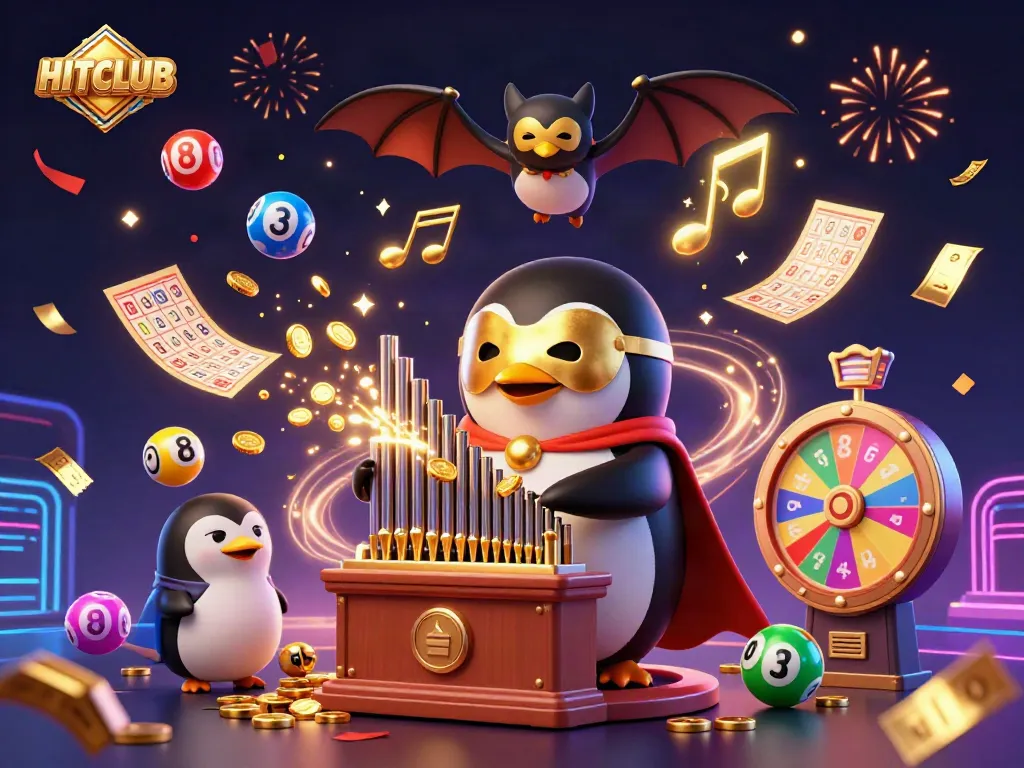 Experience the excitement of HITCLUB with a vibrant 3D casino scene showcasing thrilling elements.
