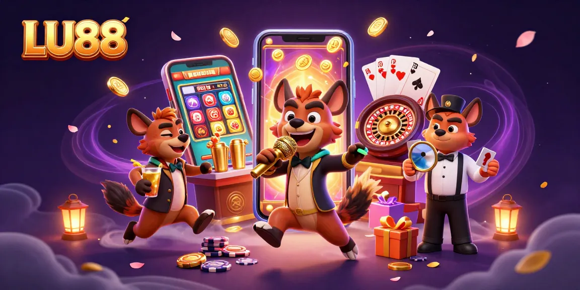 LU88 captivates players with a lively 3D casino scene featuring hyenas in comedic roles, enhancing gaming experience.