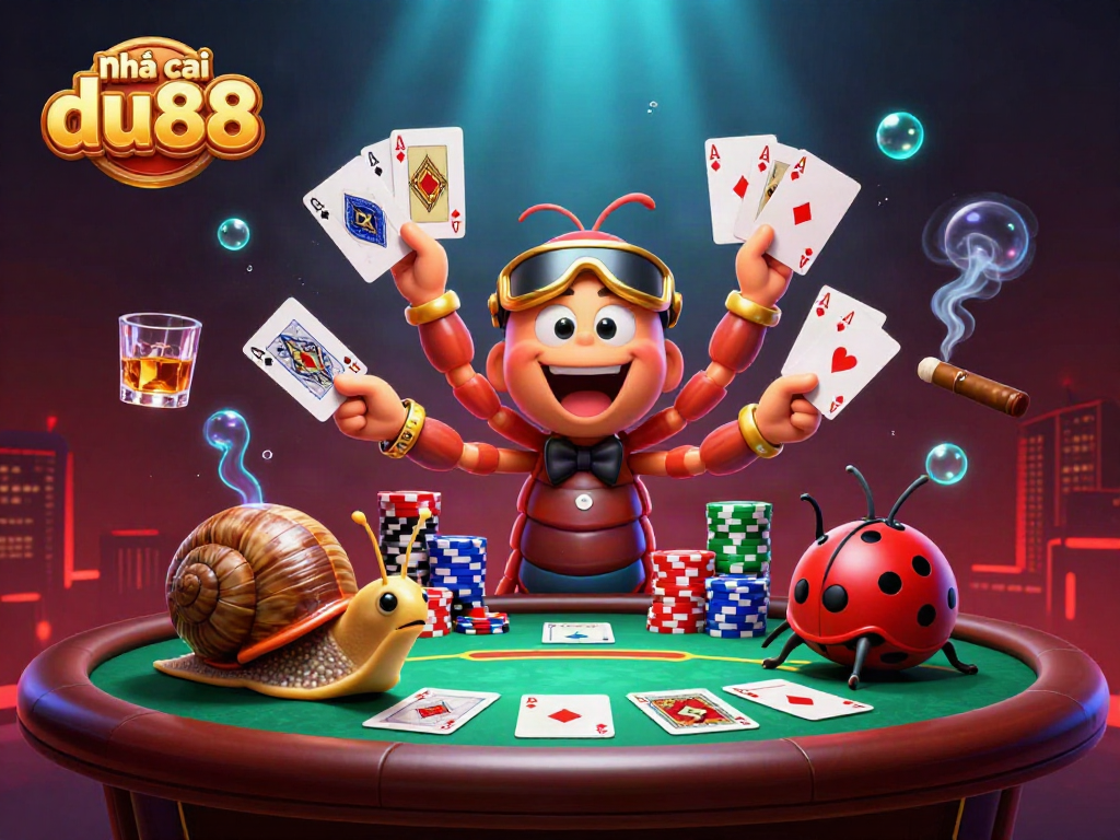 Engage in thrilling poker with Nhà cái du88 showcasing a vibrant 3D casino illustration.