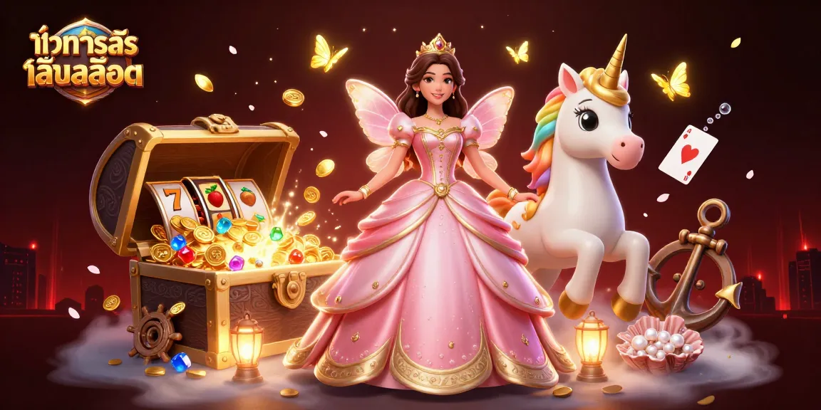 Experience ทดลองเล่นสล็อต in an enchanting 3D scene filled with vibrant casino elements.