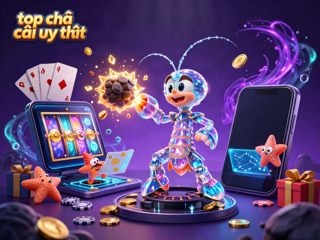 Experience the thrill of top nhà cái uy tín with a galactic samurai amidst golden gems, gaming elements, and vibrant effects.