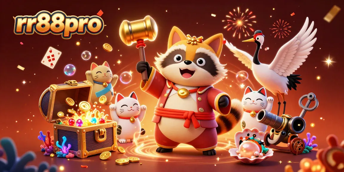 Experience thrilling gaming adventures with rr88pro's vibrant casino illustration filled with cheerful characters and festive elements.
